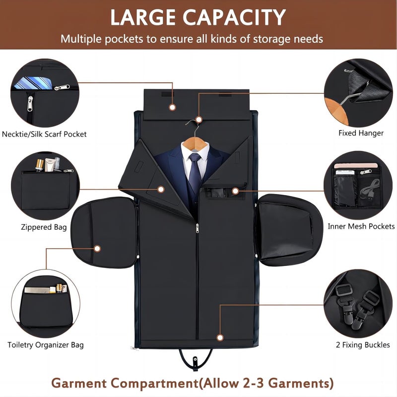 ITIEZY Garment Bag for Travel, Convertible Carry on Garment Duffel Bag for Men 3Pcs Weekender Bag 2 in 1 Hanging Suitcase Suit Bag - Image 4